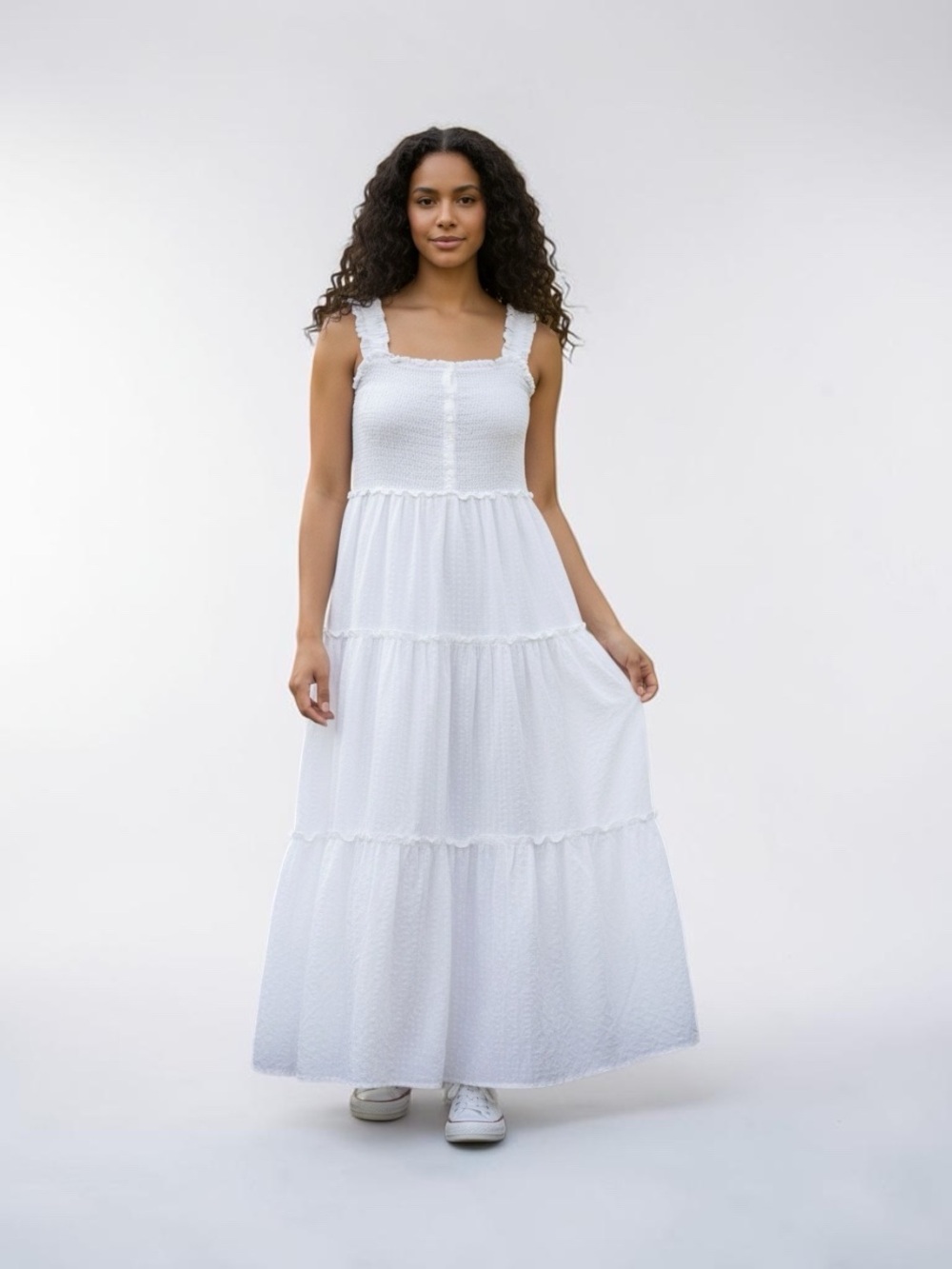 Old Navy White Tiered Seersucker Maxi Skirt - Picture 11 of 11